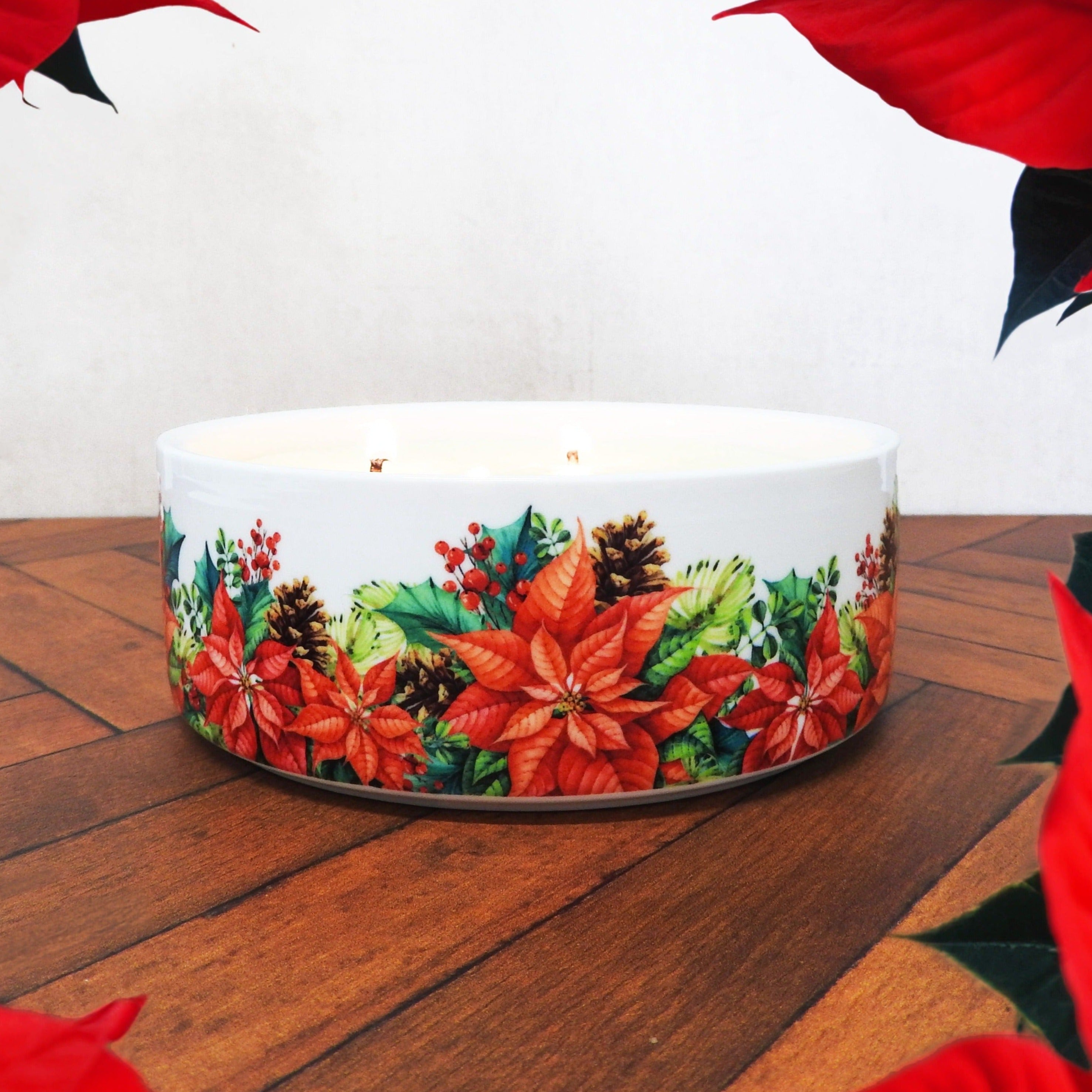Poinsettias 400g Candle