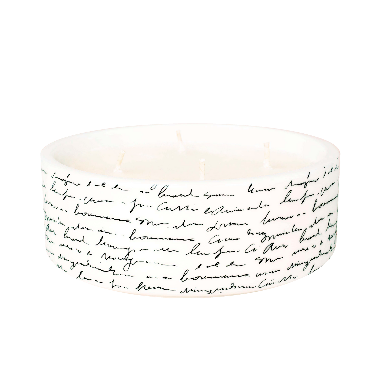 Scented Soy Wax Four Wick Candle on Ceramic Vessel with Black and White Scribble Design